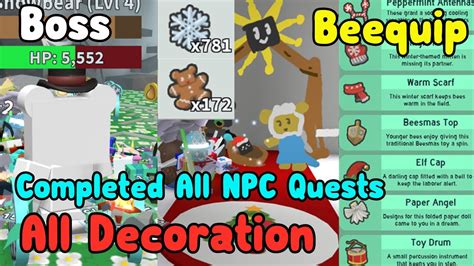 Unlocked All Beesmas Decorations! Completed All NPCs Quests - Bee Swarm ...