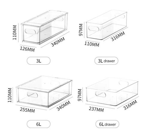 Stackable 6L 9L PET Clear Storage Cabinet Plastic Drawer Organizer