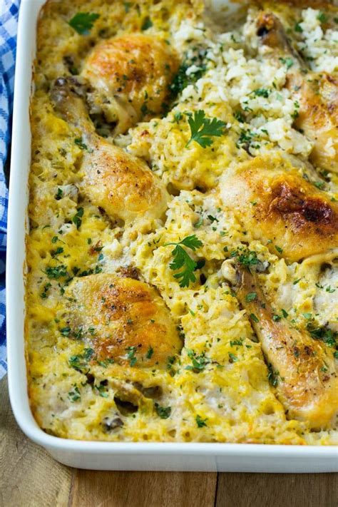 Chicken and Rice Casserole Recipe | Chicken and Rice Bake | Cream of ...