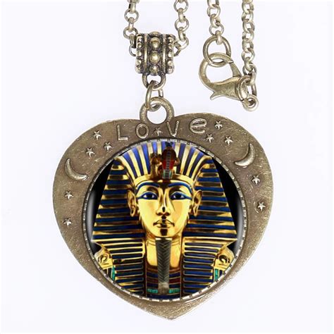 Egyptian King Tut Heartshaped Bronze Plated Pendant Necklace ...