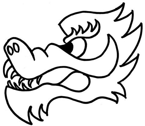 Dragon Head Outline | Templates | Chinese new year dragon, Dragon face ...