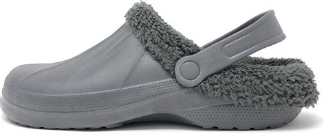 Fur Lined Clogs Winter Furry Mules Plastic Rubber Garden Shoes (13 Mens, Grey): Amazon.ca: Shoes ...