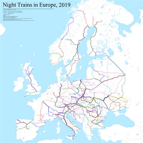 Night Trains in Europe. : r/MapPorn