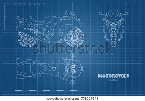 Outline Drawing Motorcycle Side Top Front Stock Vector (Royalty Free ...