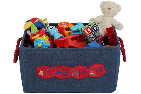 Toy Storage Basket Bin for Organizing Baby, Kids, Dog Toys, Children Books. Denim Canvas Box ...