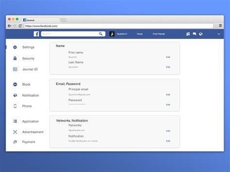 Facebook Settings. by Quentin on Dribbble