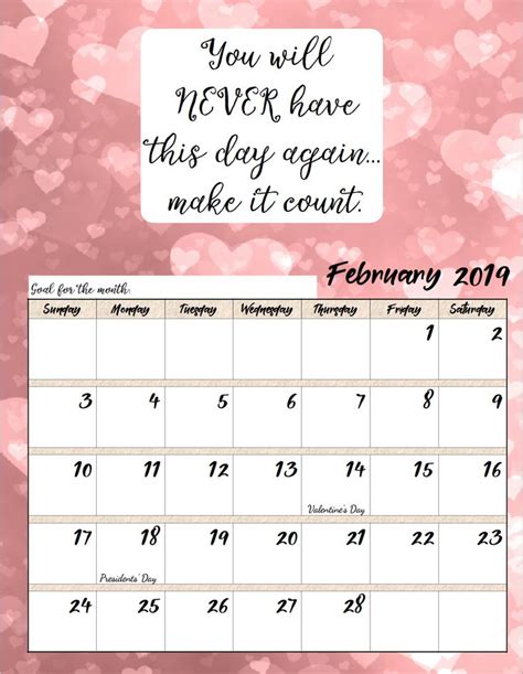 Free Printable 2019 Monthly Motivational Calendars | Inspirational quotes calendar, Calendar ...