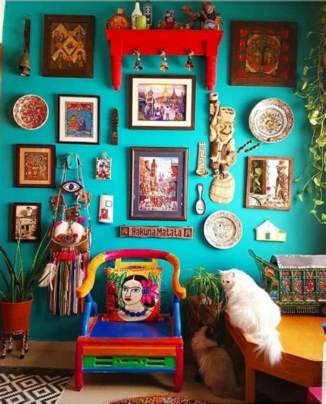 Colorful Gallery Wall | Mexican home decor, Mexican interior design, Bohemian decor