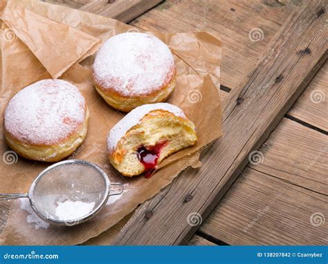 Traditional Polish Donuts on Wooden Background. Stock Photo - Image of ...