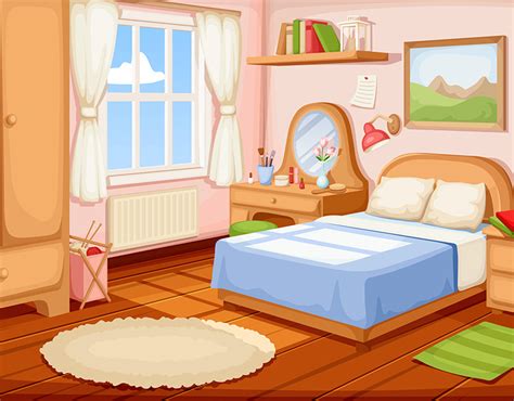 Cozy cartoon bedroom. Vector illustration. :: Behance