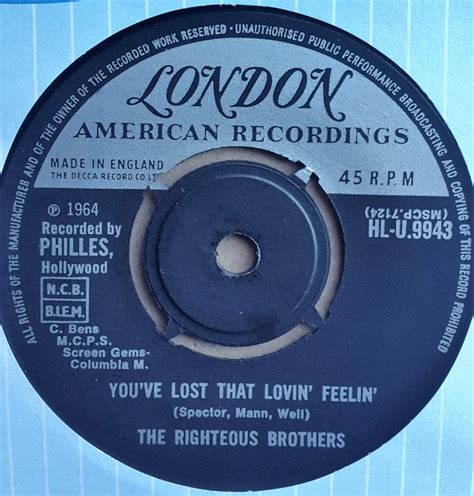 The Righteous Brothers - You've Lost That Lovin' Feelin' (1964, Vinyl ...