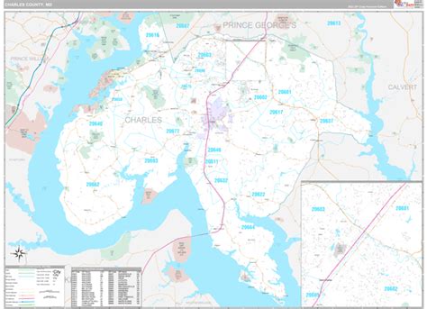 Charles County, MD Wall Map Premium Style by MarketMAPS