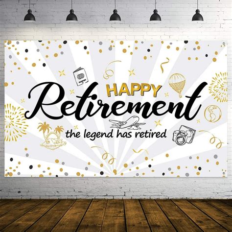 Happy Retirement Decorations Retirement Banner Party , Giant Black and ...