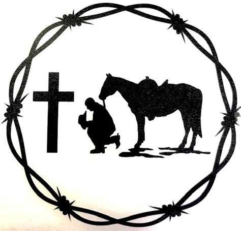 "Praying Cowboy Black" Western Decal with Barbwire Border – Wild West Living