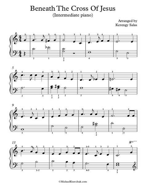 Intermediate Piano Arrangement Sheet Music – Beneath The Cross Of Jesus | Sheet music, Jesus ...