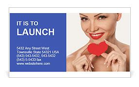 Glamorous Portrait Of Beautiful Woman With Bright Makeup And Red Heart Business Card Template ...