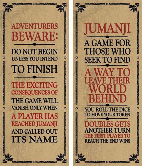 Jumanji Board Game Rules Digital File SVG,PNG - Etsy