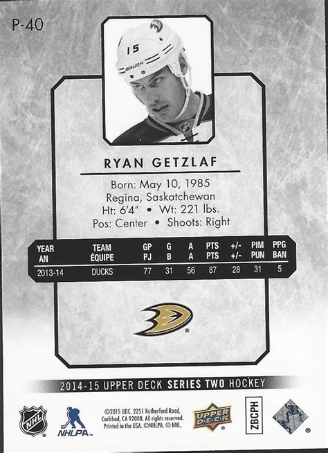 Ryan Getzlaf Anaheim Ducks 2014-15 UpperDeck Series Two Hockey UD ...