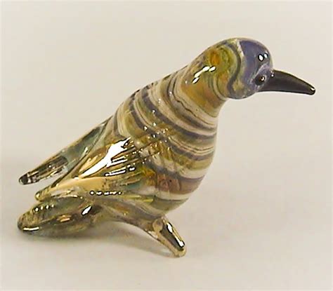 Hand Blown Glass Colorful Bird Gilt Miniature Animal Figurines Thai Gifts