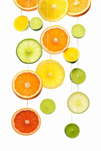 Premium AI Image | a collection of fruits that are cut in half and placed on a white background