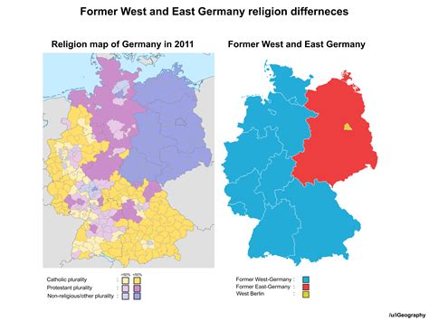 Former West and East Germany religion differences - Vivid Maps