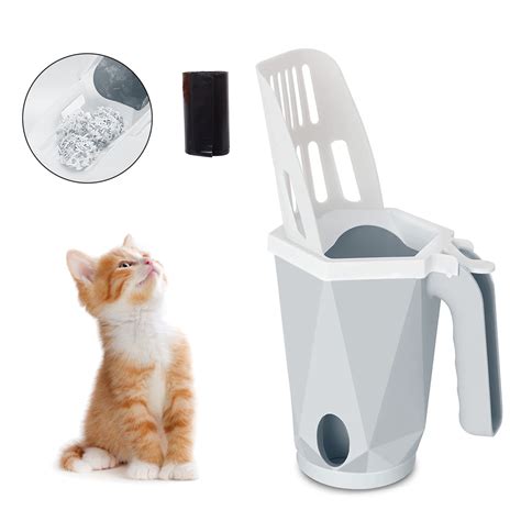 NBPOWER 2-in-1 Cat Litter Scoop Set with Holder, 15 Bags & Litter Box ...