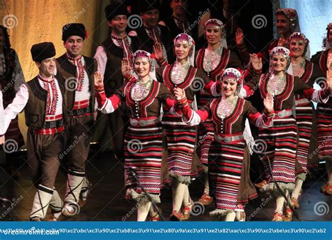 People in Traditional Folklore Costumes Perform Folk Dance Bulgarian Horo Editorial Photo ...