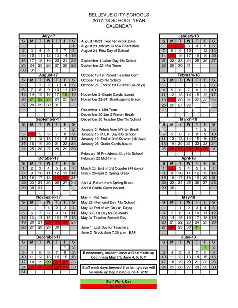 Bellevue City School District Calendars – Bellevue, OH