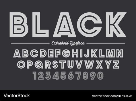 Extra bold decorative bold font design alphabet Vector Image