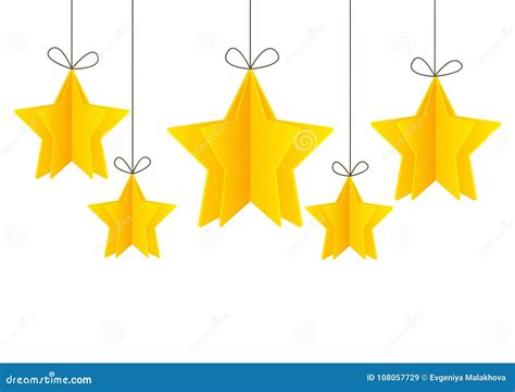 Paper Stars Decorations on White Stock Vector - Illustration of abstract, shape: 108057729