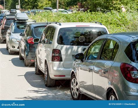 Narrow Street Problems with Parking Traffic Jam Stock Image - Image of ...