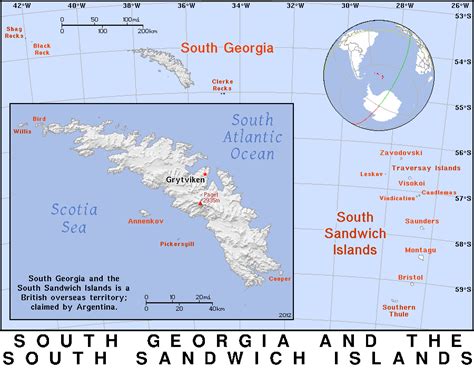 South Georgia and the South Sandwich Islands SGS GS country map, atlas