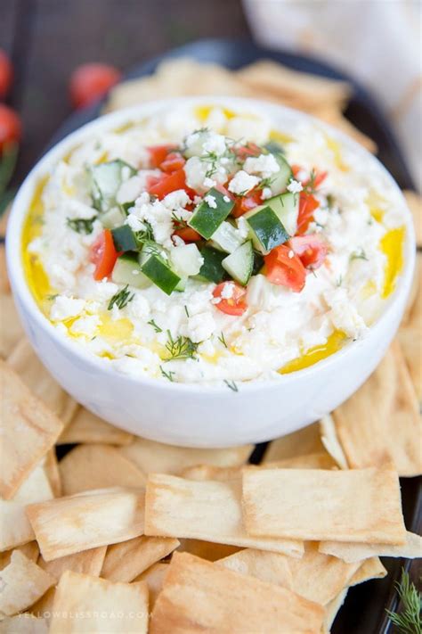 Greek Whipped Feta Cheese Dip with Greek Yogurt and Dill