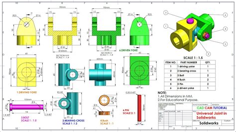 Design and Assembly of Universal Joint in Solidworks - YouTube