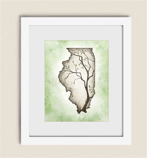 Illinois State Art Illinois Wall Art Illinois Print State | Etsy