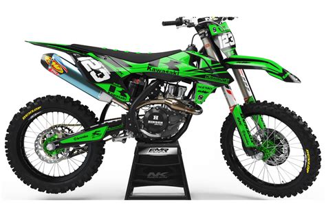 Custom dirt bike Graphics kit kawasaki FACTORY Neken black/green CA32B | custom-graphics-mx