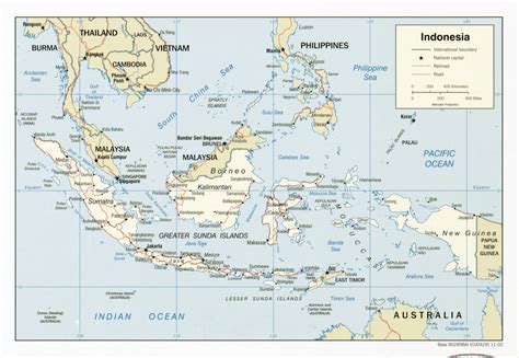 Large detailed political map of Indonesia with roads, railroads and ...