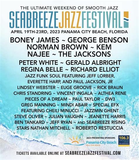 Seabreeze Jazz Festival - Panama City Beach, FL- April 19-23, 2023 — Because Events Rock