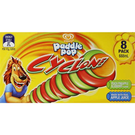 Paddle Pop Water Ice Cyclone 8pk 688ml | Woolworths