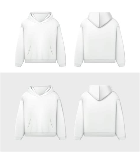 Free Vector | Realistic vector icon White mockup hoodie in side and ...