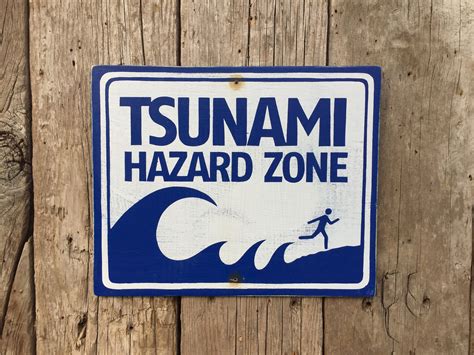 Tsunami Warning Sign Handmade Screen Printed Sign Vintage | Etsy