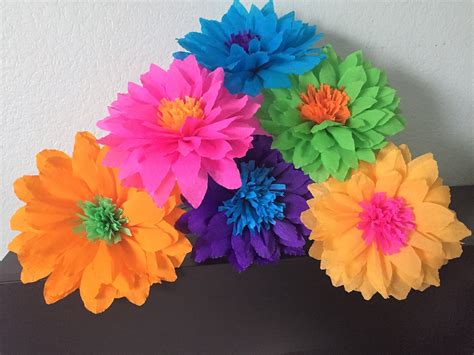 Mexican Crepe Paper Flowers Set of 6 Multicolor. 8 Ea. - Etsy