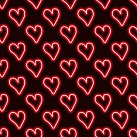 Neon hearts pattern. Valentine's day pattern. Red hearts on dark background 5552727 Vector Art ...