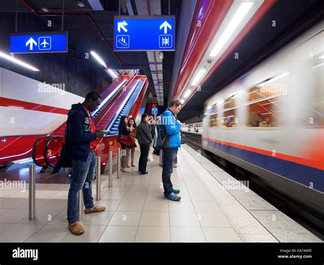 Brussels Airport train station in Brussels, Belgium, Europe Stock Photo ...