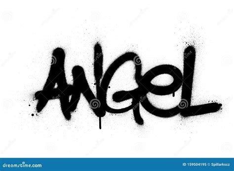 Graffiti Angel Word Sprayed in Black Over White Stock Vector - Illustration of alphabet, style ...