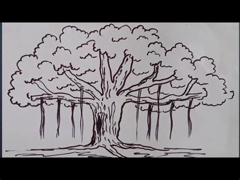 How to draw a banyan tree | how to draw a tree | easy tree drawing for ...