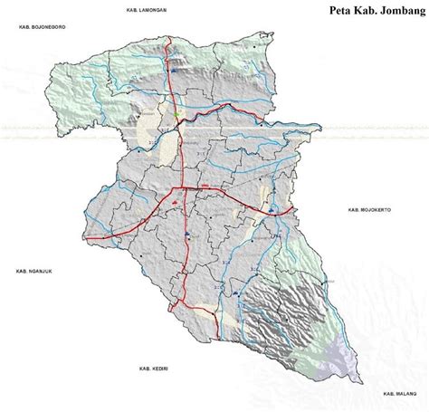 Peta Kabupaten Jombang, Jawa Timur Lengkap HD