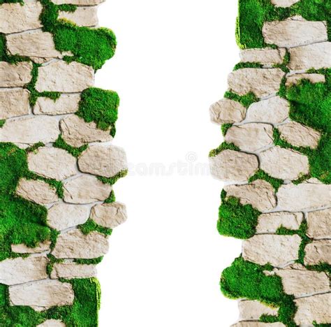 Wall of Decorative Stone and Moss Stock Photo - Image of decoration ...