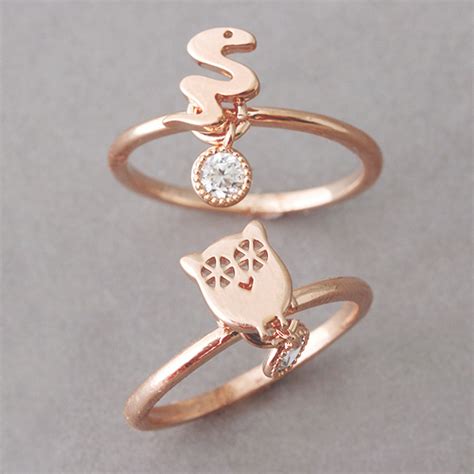 Lucky Charm Owl Ring Rose Gold - kellinsilver.com