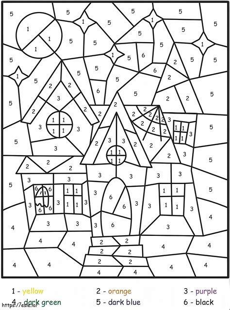 Haunted House Color By Number coloring page
